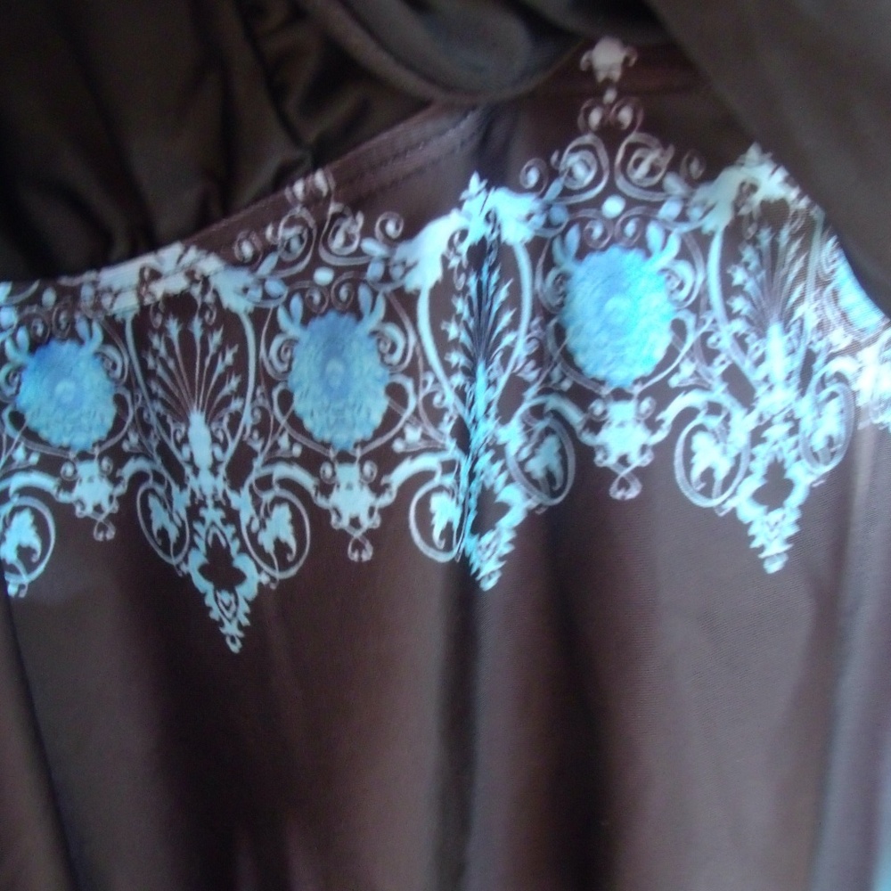 Hanna Nikole Black Turquoise Blue Tankini Top Sz 18W - Picture 6 of 11